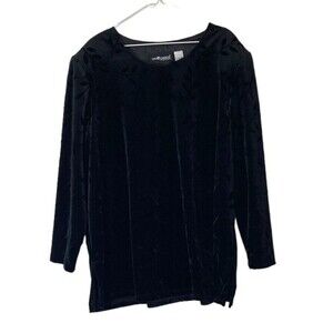 Sag Harbor Womens Top 22W Black Velvet 3X Tunic Evening Cocktail Whimsigoth